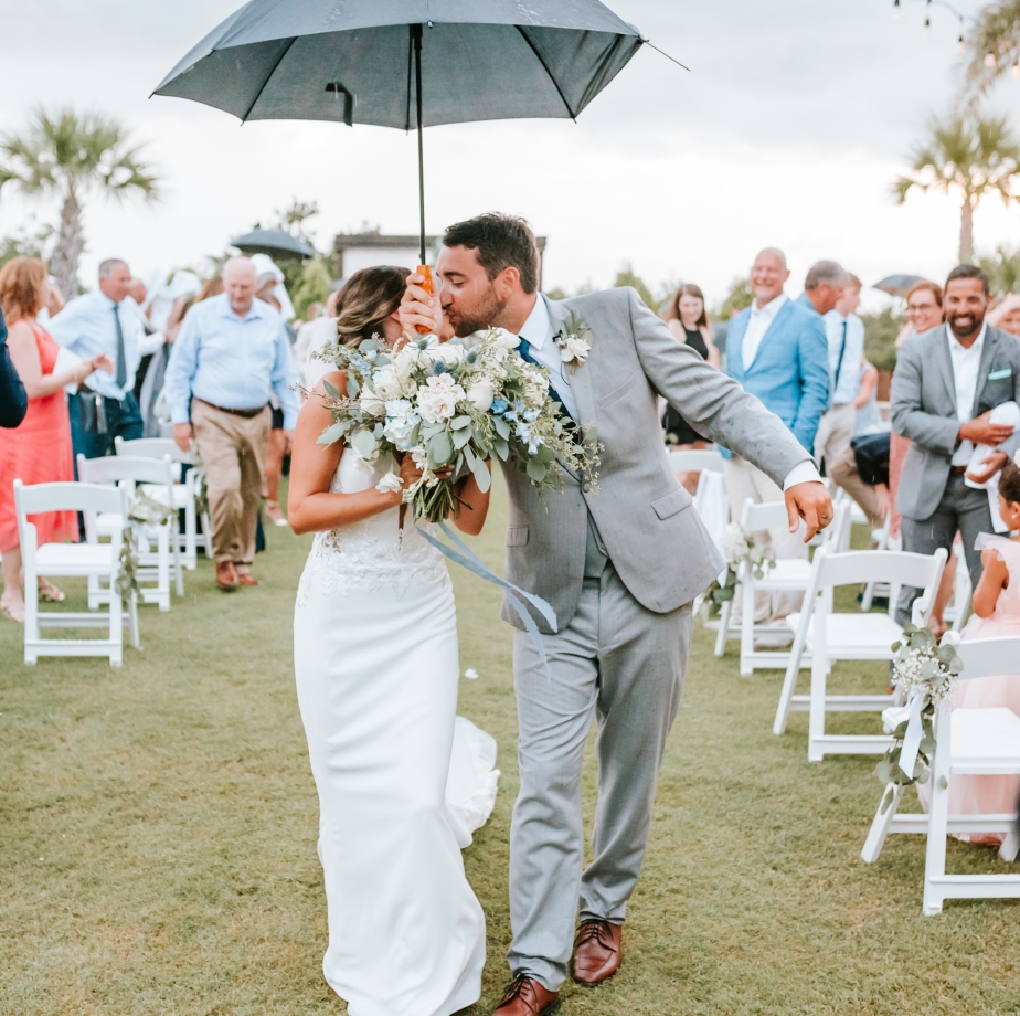 Couple walking down the isle