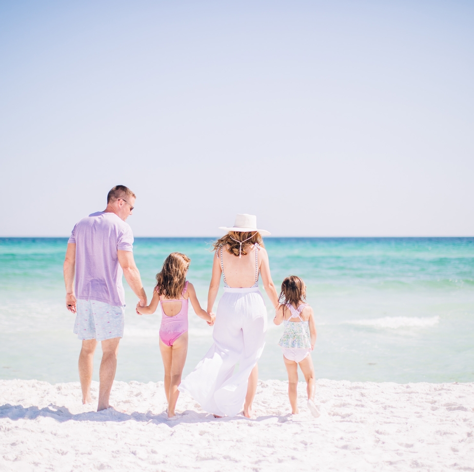 Family walking on the beach
